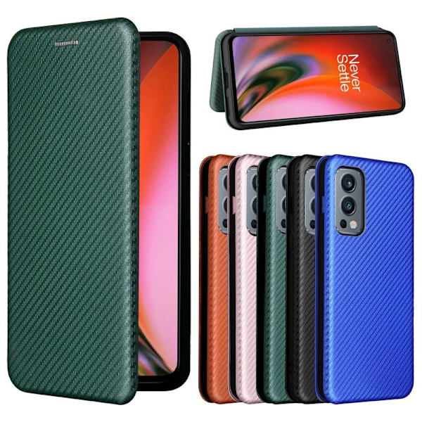 OnePlus Nord 2 5G Flip Case Card slot CarbonDreams Grön