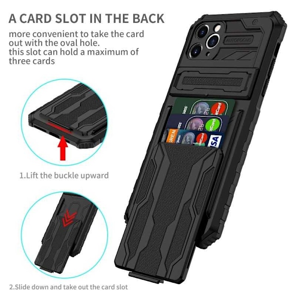 iPhone 11 Pro Max Slagfast Shell Kickstand & kortrum ThinArmor V3 Black