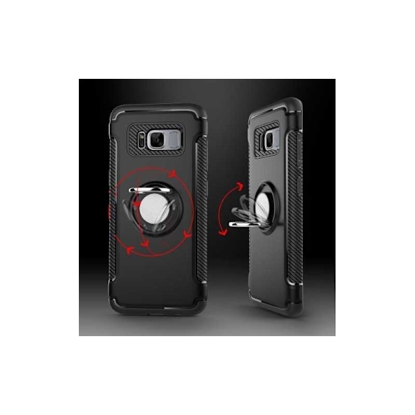 Samsung S8 Plus Praktisk stødsikkert cover med ringholder V2 Svart