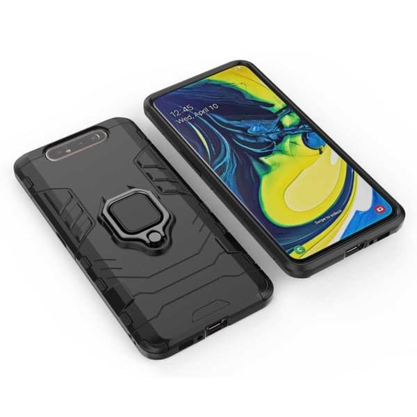 Samsung A80 iskunkestävä suojus sormustelineellä ThinArmor Black