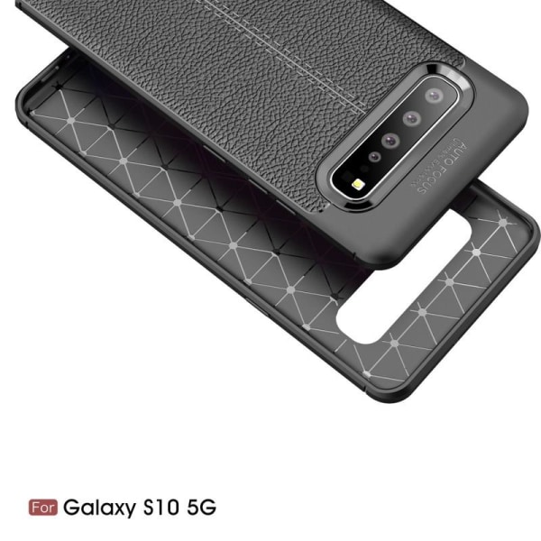 Samsung S10 Plus Stöttåligt & Stötdämpande Skal LeatherBack Svart