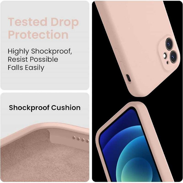 iPhone 12 Mini Gummibelagd Mattrosa Skal Kameraskydd Liquid - Rosa