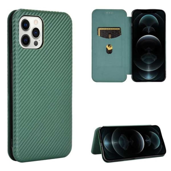 iPhone 12 Pro Max Flip Case -korttipaikka CarbonDreams Green Green