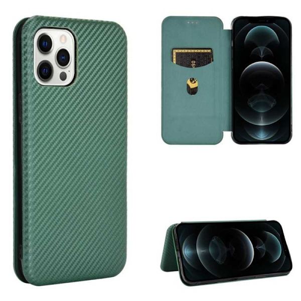 iPhone 12 Pro Max Flipfodral Kortfack CarbonDreams Grön Grön