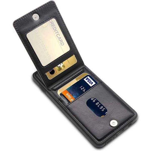 Samsung S10 Plus Mobilskal Korthållare 4-FACK Retro V3 Svart