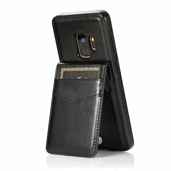 Samsung S9 Mobilskal Korthållare 4-FACK Retro V3 Svart