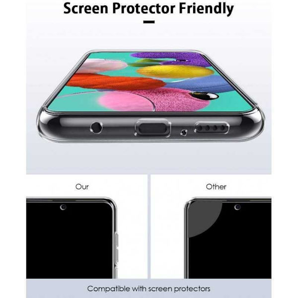 Samsung A51 iskuja vaimentava silikonikotelo Simple Transparent
