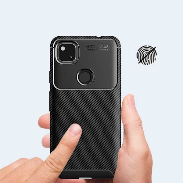 Google Pixel 4a 4G/LTE Stöttåligt Slimmat Skal FullCarbon V4 Svart