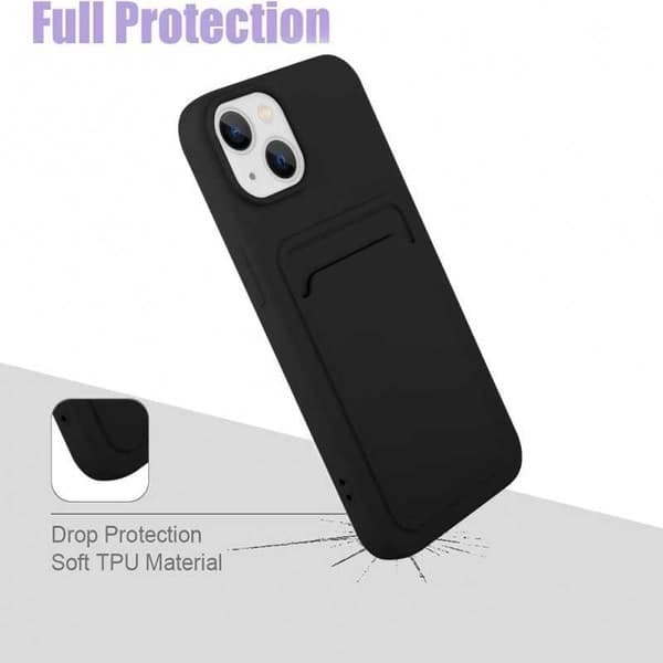iPhone 14 Plus Kumitettu Iskunkestävä Kotelo Korttilokeron Liquid Rosa