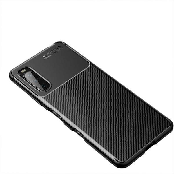 Xperia 10 III Stöttåligt Slimmat Skal FullCarbon V4 Svart