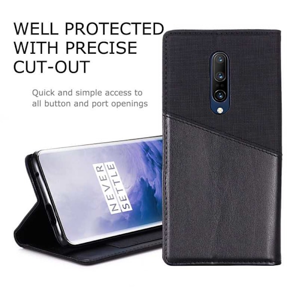 OnePlus 7 Pro Elegant Case PU-nahkaa ja RFID-esto Black