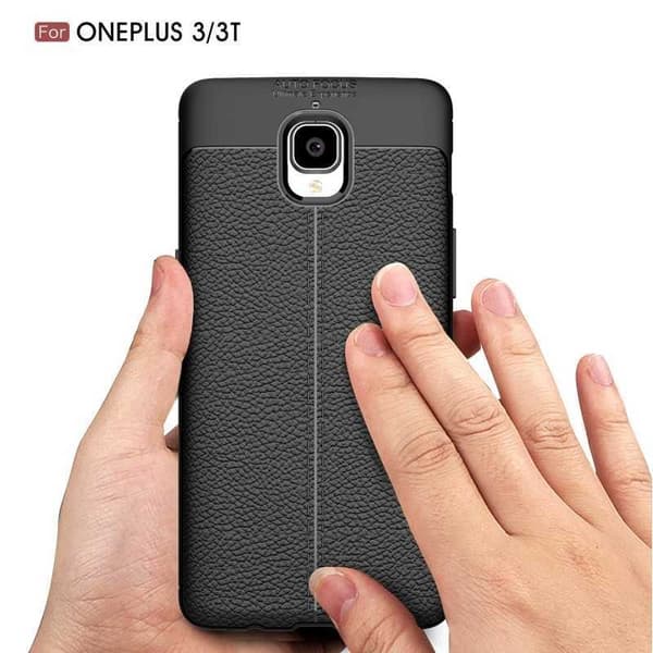 OnePlus 3 & 3T Iskunkestävä ja iskuja vaimentava LeatherBack Svart