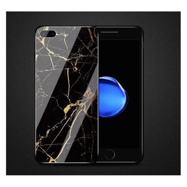 iPhone 8 Plus Marmorskal 9H Glas Baksida Glassback Black Variant 2