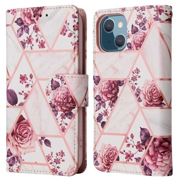 iPhone 14 Trendikäs lompakkokotelo Sparkle 4-FACK Pink