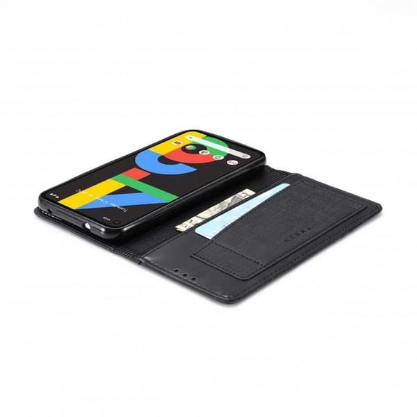 Google Pixel 4a 5G elegantti PU-nahkakotelo RFID-estolla Black
