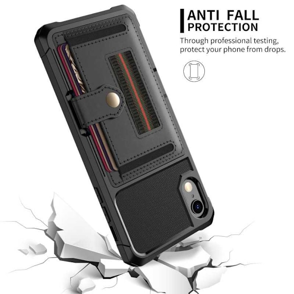 iPhone XR Iskunkestävä kansi korttipaikalla Solid V5 Black