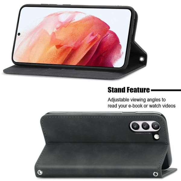 Samsung Galaxy S22 Plus Flip Case Korttilokero Suede Black