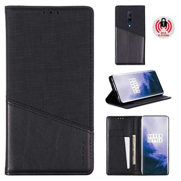 OnePlus 7 Pro Elegant Case i PU-læder med RFID-blok Black
