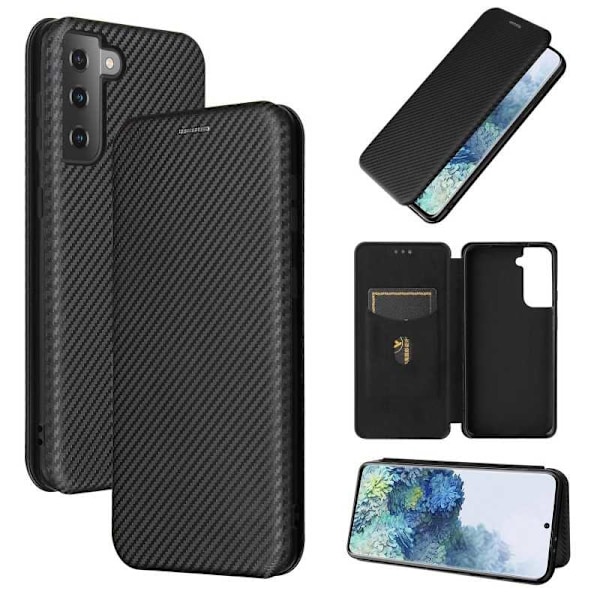 Samsung S21 Plus Flip Case -korttipaikka CarbonDreams Black
