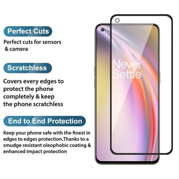 OnePlus Nord CE FullFrame 0,26 mm 9H karkaistu lasi Transparent