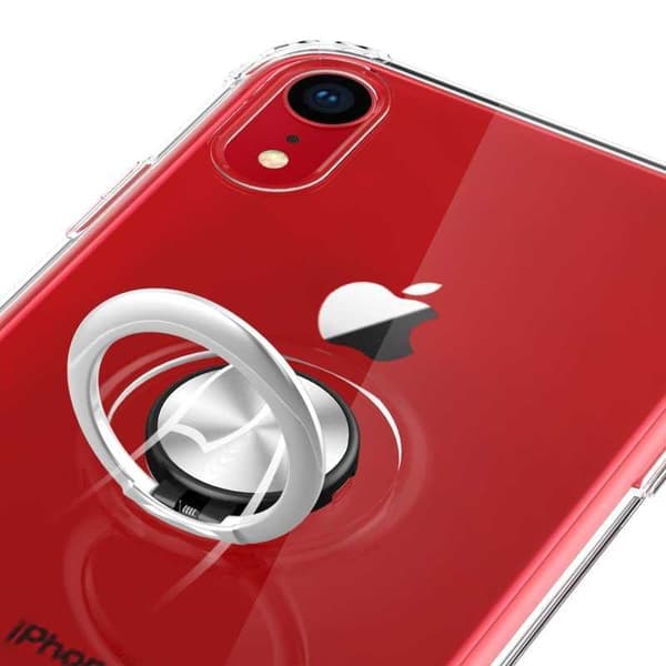 iPhone XR Iskunkestävä suojus sormustelineellä Fresh Transparent