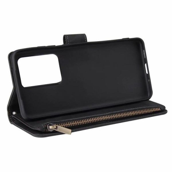 Samsung S20 Ultra Multifunktionellt Plånboksfodral Zipper 8-Fack Svart