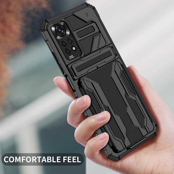 Xiaomi Redmi Note 11 / 11S Stöttåligt Skal Kickstand & Kortfack ThinArmor V3 Svart