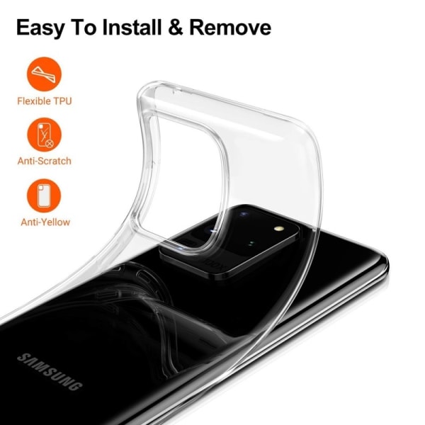 Samsung S20 Ultra Stöttåligt Genomskinligt Skal Simple Transparent