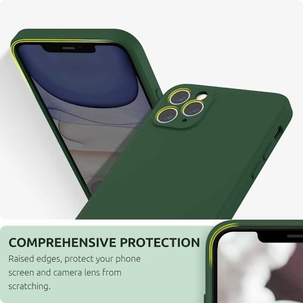 iPhone 11 Pro Gummibelagd Mattgrönt Skal Kameraskydd Liquid - Grön