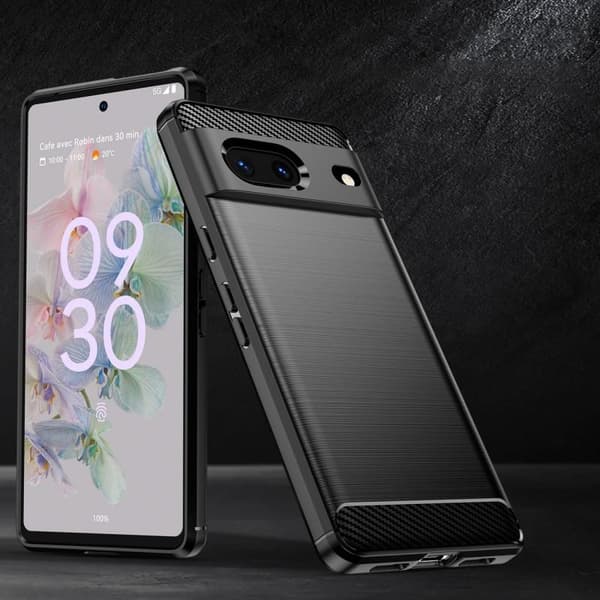 Google Pixel 7a Stöttåligt Skal SlimCarbon Black