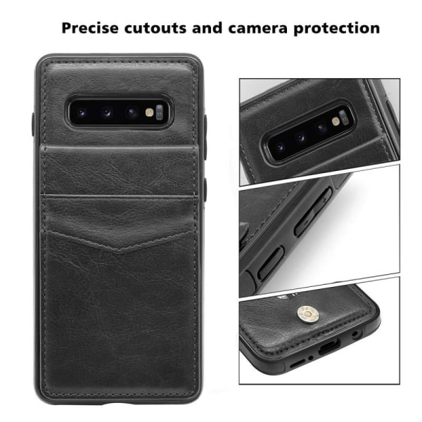 Samsung S10 Plus Mobile Cover Card Holder 4-SLOT Retro V3 Black