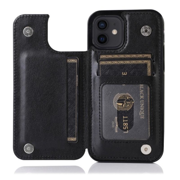 iPhone 12 Mini Støtsikker deksel kortholder 3-POCKET Flippr V2 Black