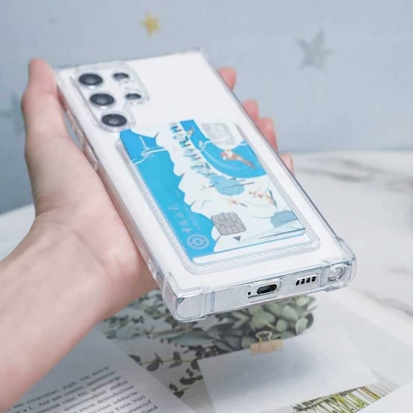 Ohut iskunkestävä kännykkäkuori korttipaikalla Samsung S22 Ultra Transparent