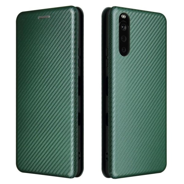 Xperia 10 III Flip Case -korttipaikka CarbonDreams Green Green