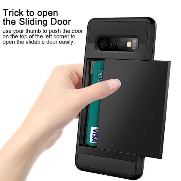 Samsung S10e Stöttåligt Skal med Kortfack (SM-G970F) Svart