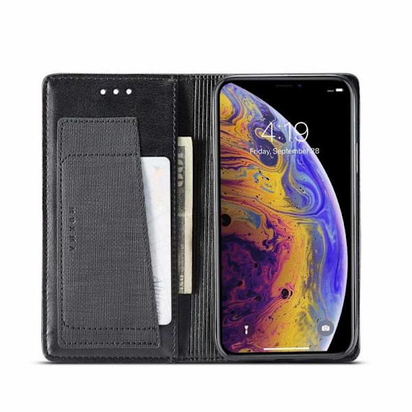 iPhone XS / X Elegant Fodral i PU-Läder med RFID Block Svart
