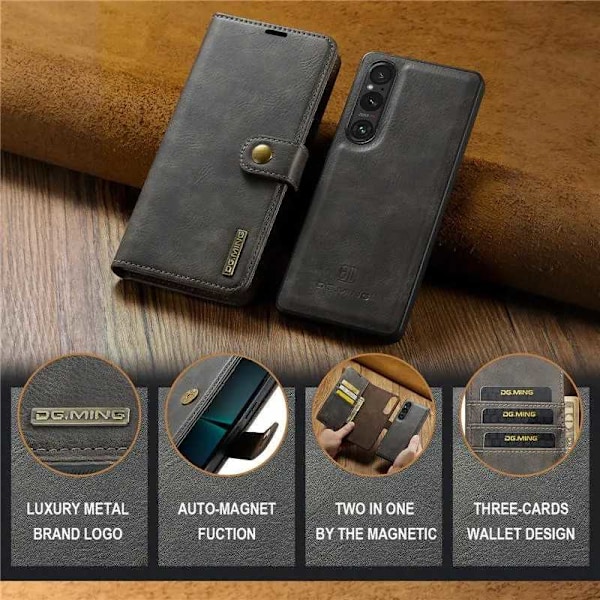 Mobilplånbok Magnetisk DG Ming Xperia 1 V - Svart