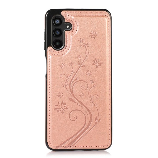 Samsung A13 5G / A04s Iskunkestävä Kannen korttiteline 3-POCKET Flippr V2 Pink gold