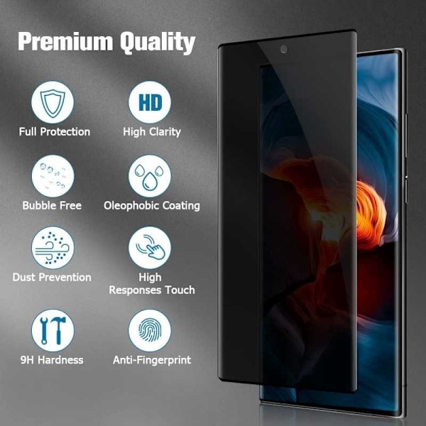 Samsung S23 Ultra Privacy FullFrame Härdat glas 0.26mm 3D 9H Transparent