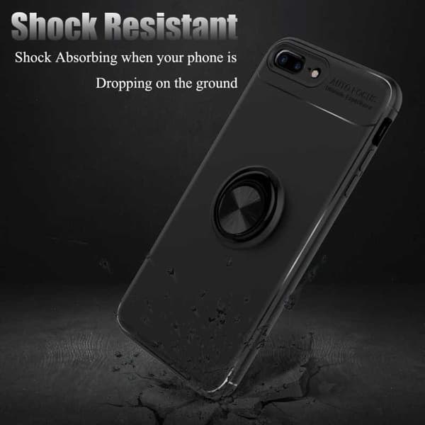 iPhone 8 Plus Käytännöllinen iskunkestävä kotelo sormustelineellä V3 Black