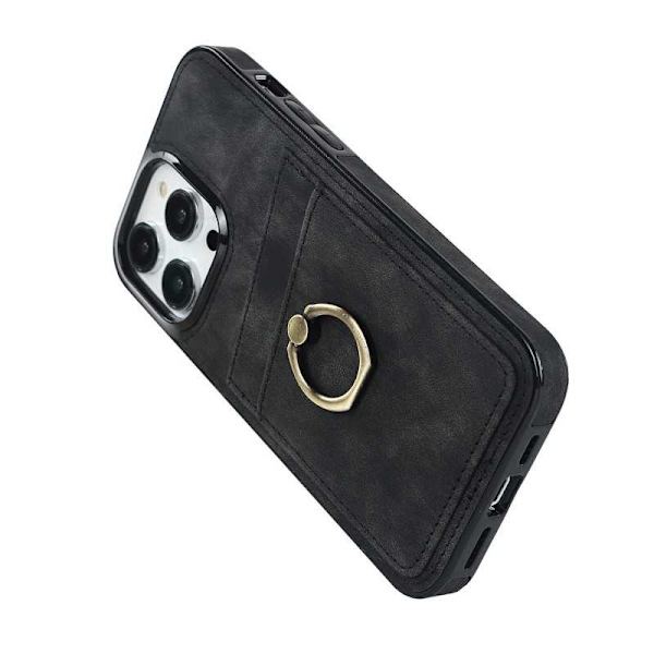 iPhone 14 Pro mobilcover med kortholder Retro V4 Svart