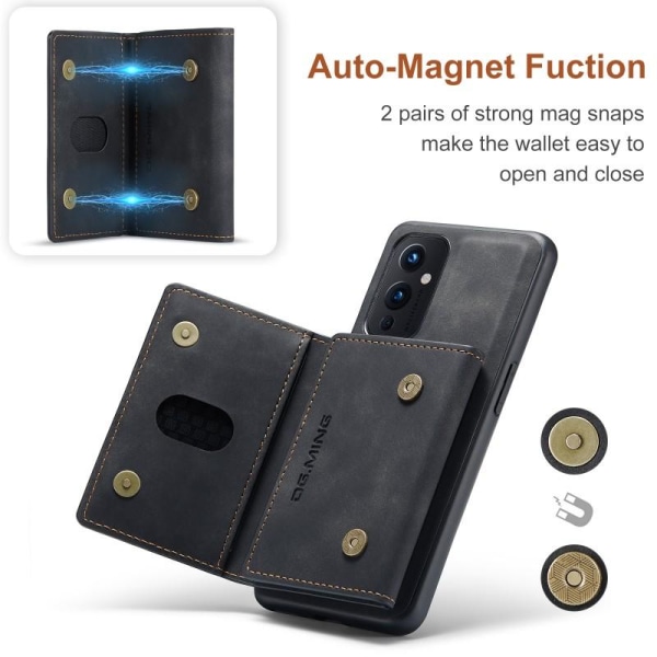 8-FACK OnePlus 9  Stöttåligt Skal med Magnetisk Korthållare DG.M Svart