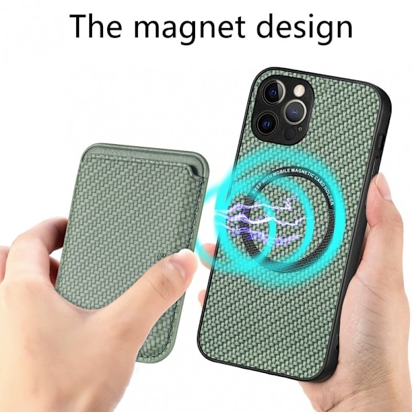 iPhone 11 Pro Max Stöttåligt skal med Magnetisk Korthållare Magsafe RFID - Grön