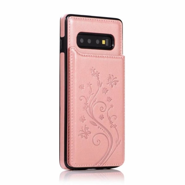 Samsung S10 Iskunkestävä kansikorttipidike 3-POCKET Flippr V2 Pink gold