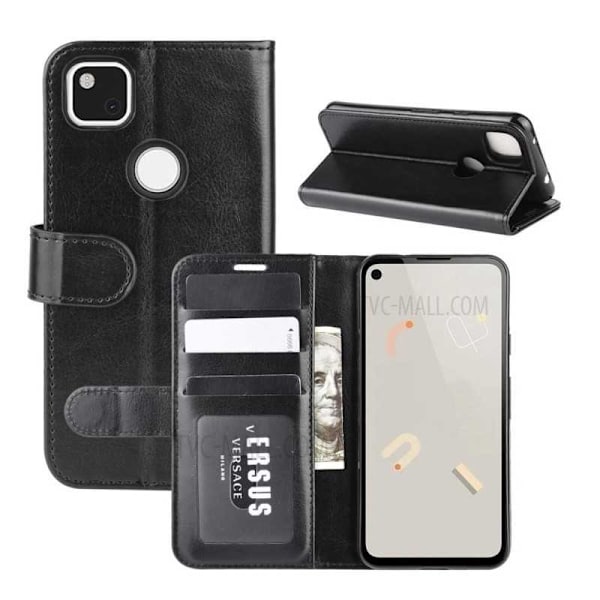 Google Pixel 4a 4G/LTE Plånboksfodral PU-Läder 4-FACK Svart