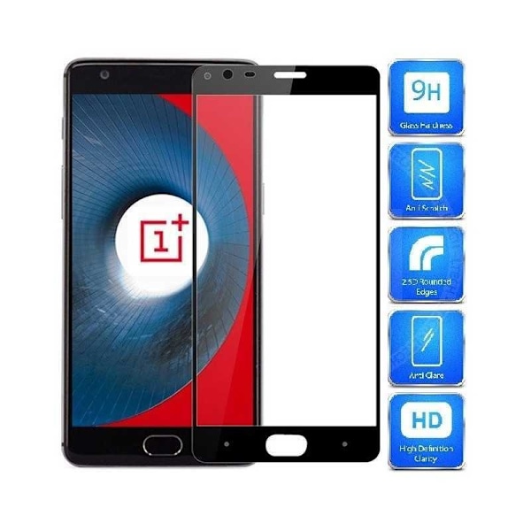 2-PACK OnePlus 3/3T Härdat Glas 0.26mm 2.5D 9H Fullframe Svart