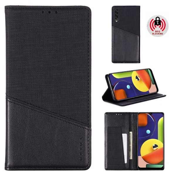 Samsung A70 Elegant etui i PU-læder med RFID-blok Black