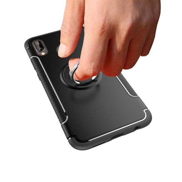 Huawei P20 Lite praktisk stødsikkert cover med ringholder V2 Svart