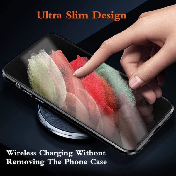 Samsung S22 Ultra Heltäckande Premium Skal Glassback V4 Transparent