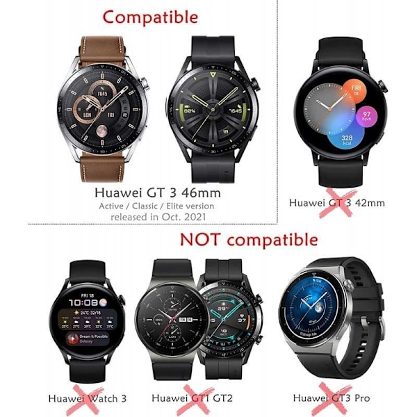 Full Cover Huawei Watch GT 3 46mm 9H hærdet glas Transparent
